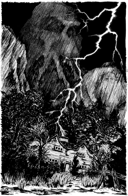 Black and White Illustration of The Picture in the House
