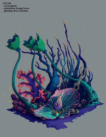 Ocean Environment Design Concept Art for Pillar of Fire