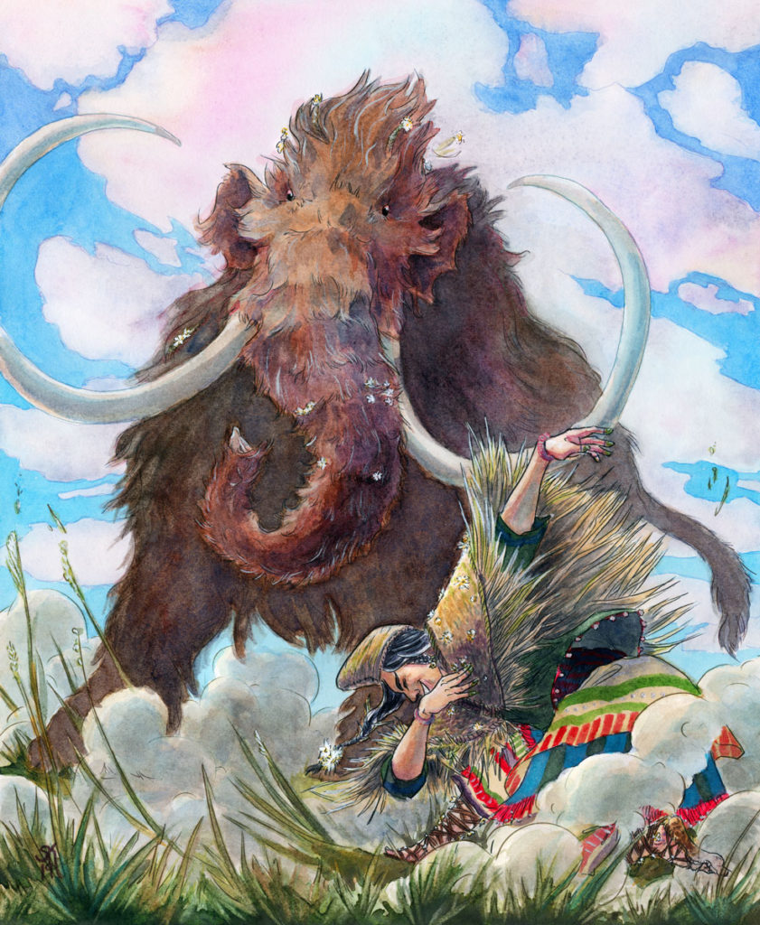 The Mammoth and the Namedealer – Watercolour Illustration
