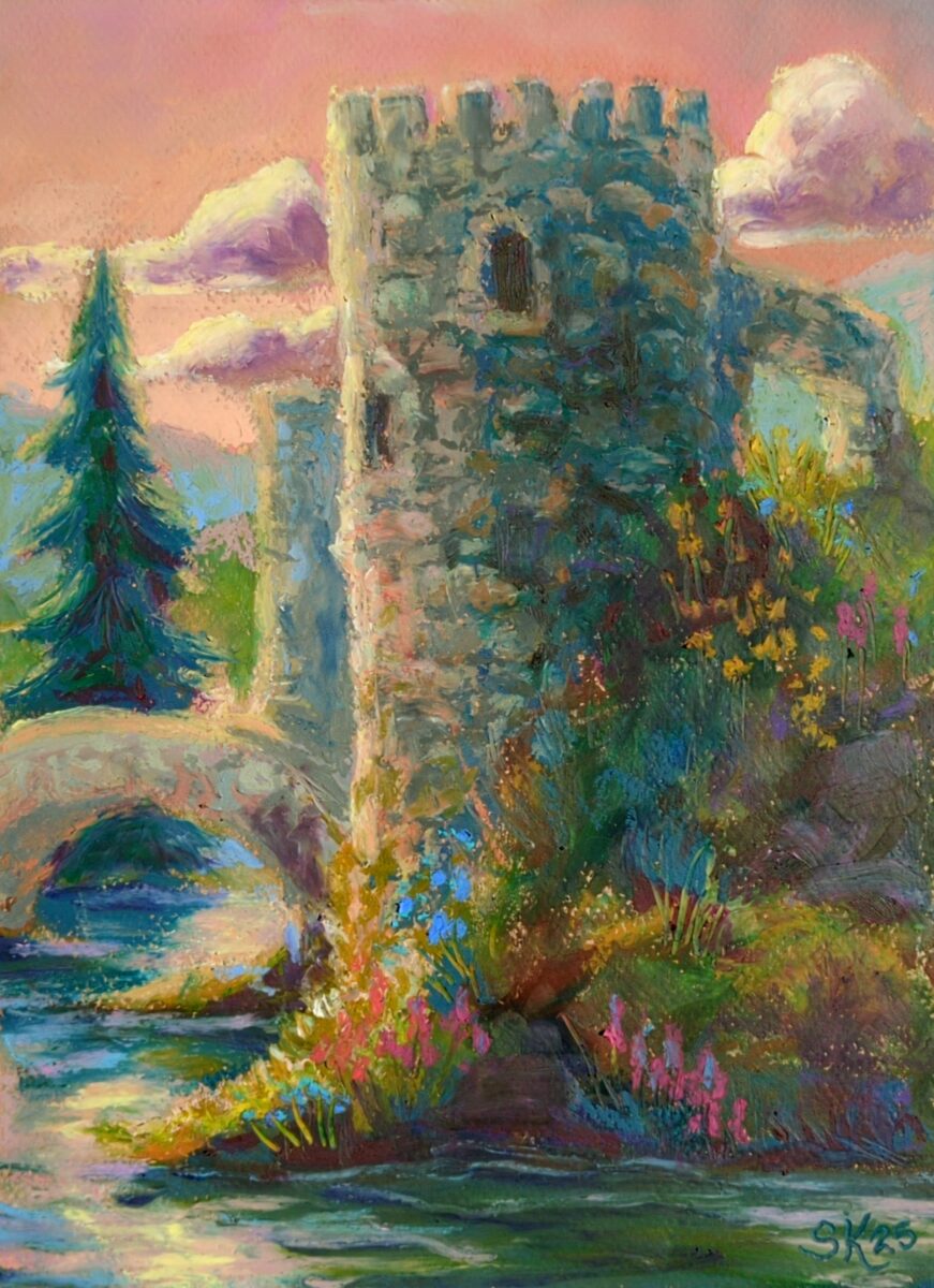 Oil Pastel Castle Ruins
