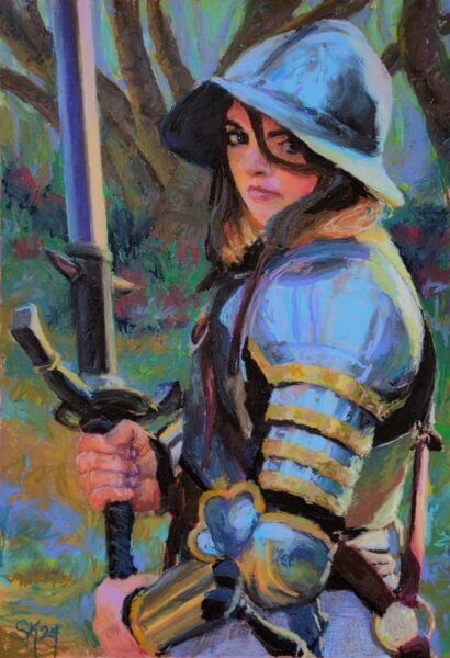 oil pastel knight