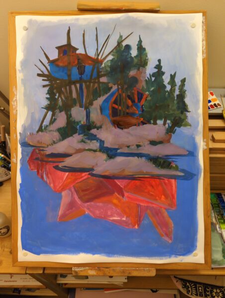 solarpunk crystal island wip