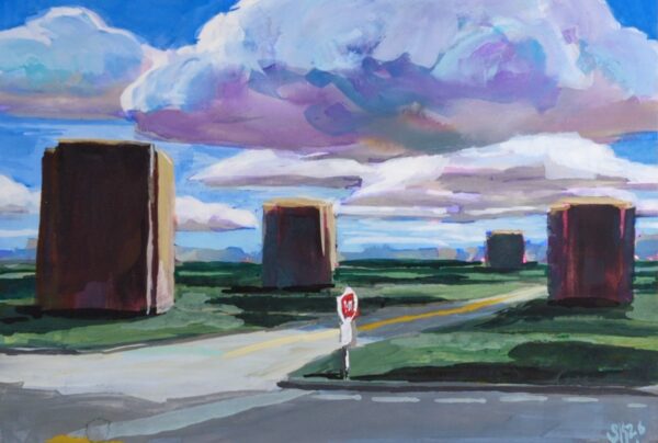 A remembered field in gouache