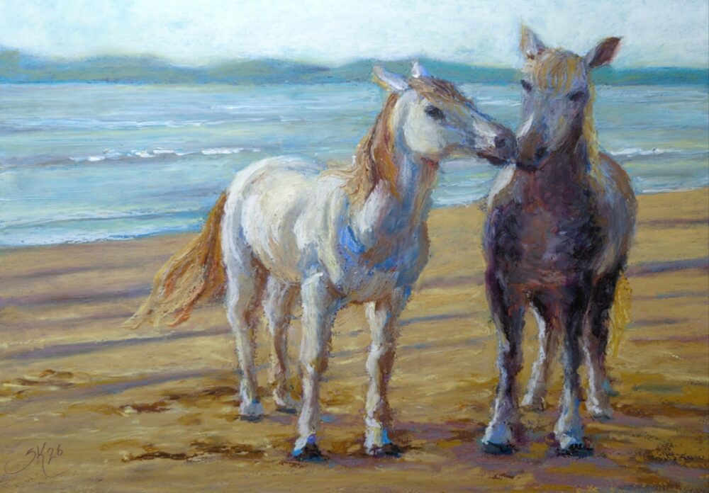 Oil Pastel Horses and Mixing Colours